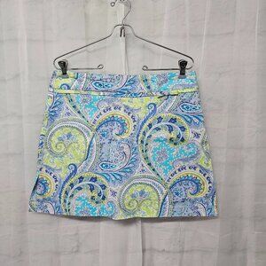 Alanni Blue Green Paisley Skort Boho Floral Retro Mod 10